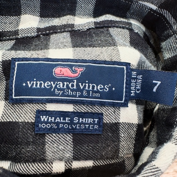 Boys 7 Vineyard Vines Black and White Checkered Shirt - Picture 3 of 3